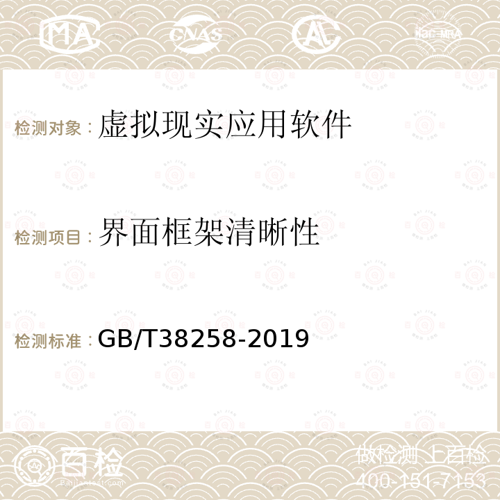 界面框架清晰性 GB/T 38258-2019 信息技术 虚拟现实应用软件基本要求和测试方法