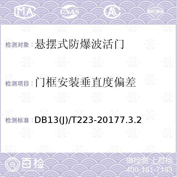 門框安裝垂直度偏差 人民防空工程防護質量檢測技術規程
