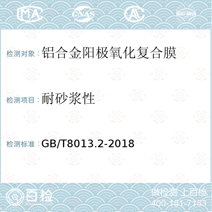 耐砂浆性 铝及铝合金阳极氧化膜与有机聚合物膜 第2部分：阳极氧化复合膜