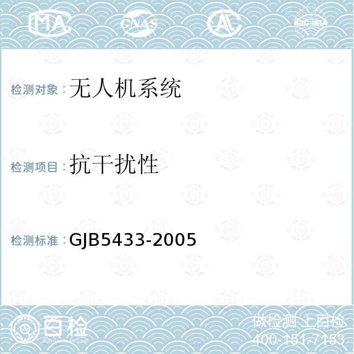 抗干扰性 GJB5433-2005 无人机系统通用要求