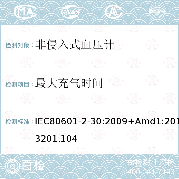 最大充氣時間 醫療電氣設備.第2-30部分:自動非侵入式血壓測量計的基本安全和基本性能用特殊要求