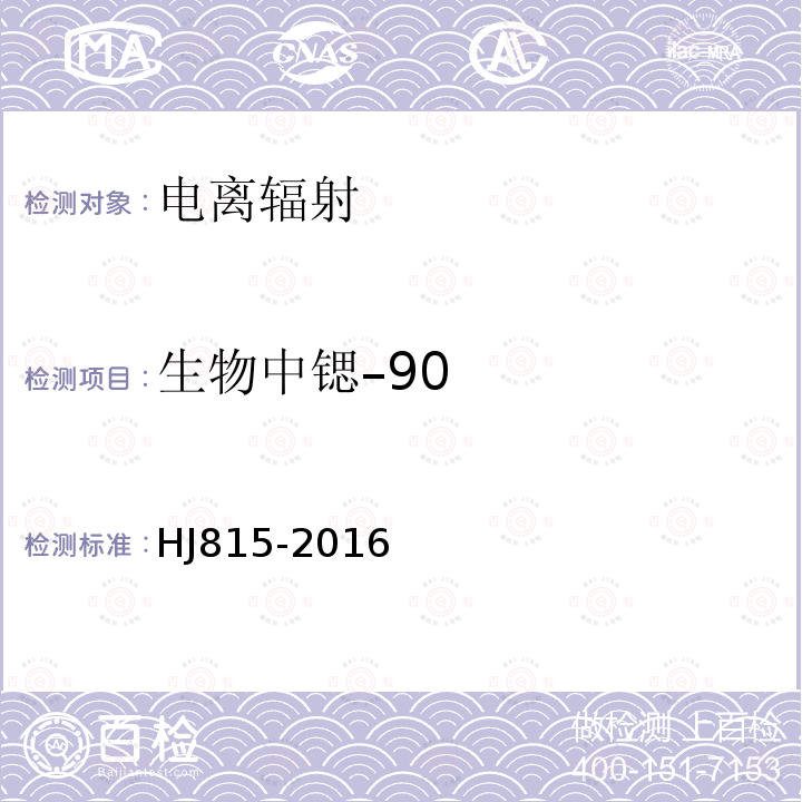 生物中锶–90 HJ 815-2016 水和生物样品灰中锶-90的放射化学分析方法