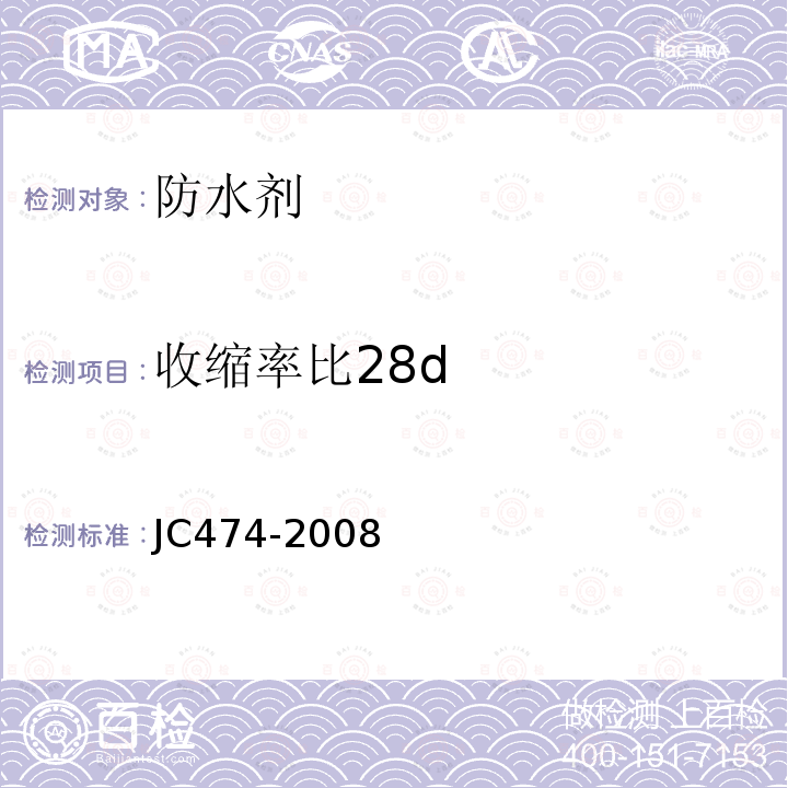 收缩率比28d JC/T 474-2008 【强改推】砂浆、混凝土防水剂