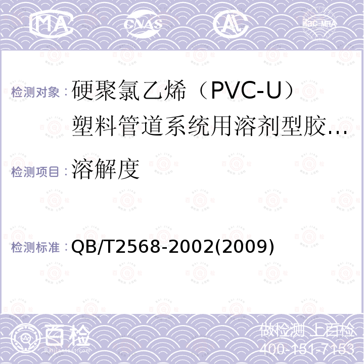 溶解度 硬聚氯乙烯（PVC-U）塑料管道系统用溶剂型胶粘剂