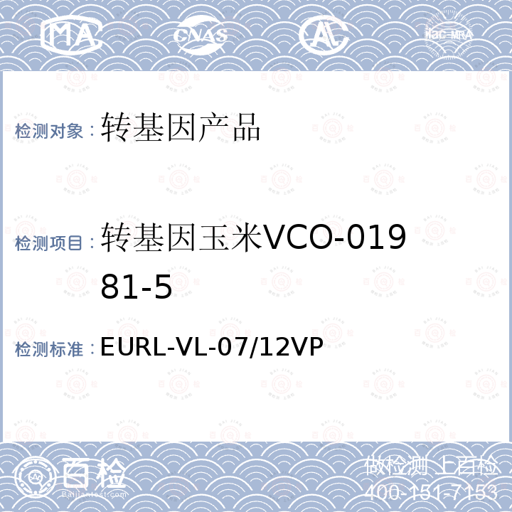 转基因玉米VCO-01981-5 EURL-VL-07/12VP 实时荧光PCR定量检测方法
