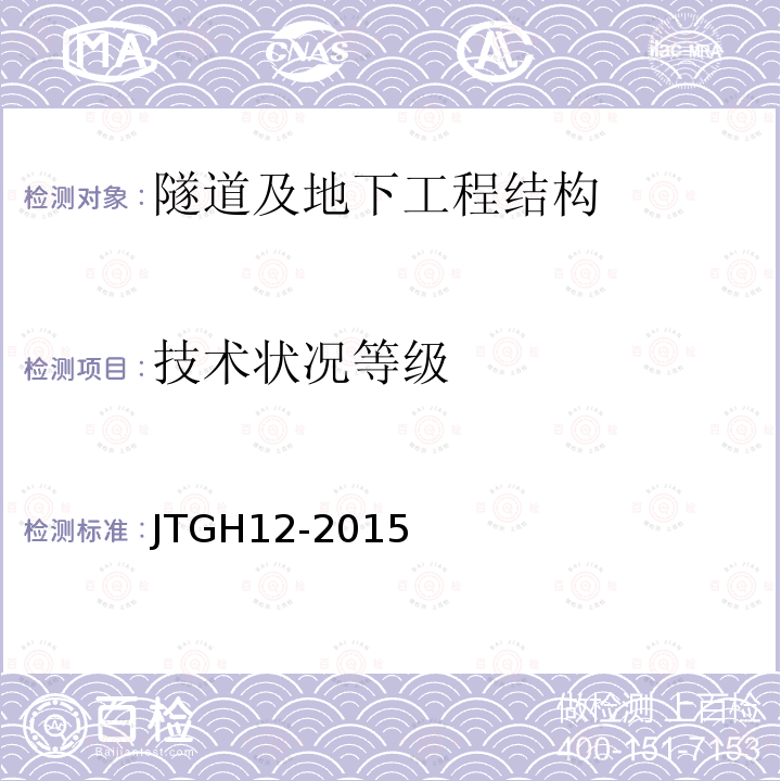 技术状况等级 JTG H12-2015 公路隧道养护技术规范(附条文说明)