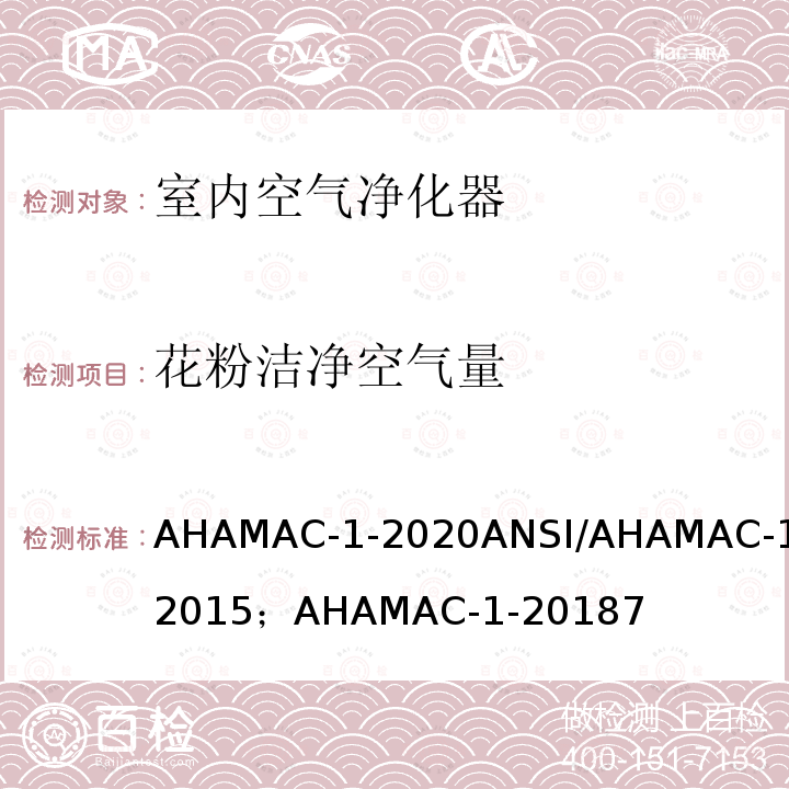 花粉洁净空气量 便携式家用电器室内空气净化器性能的测试方法