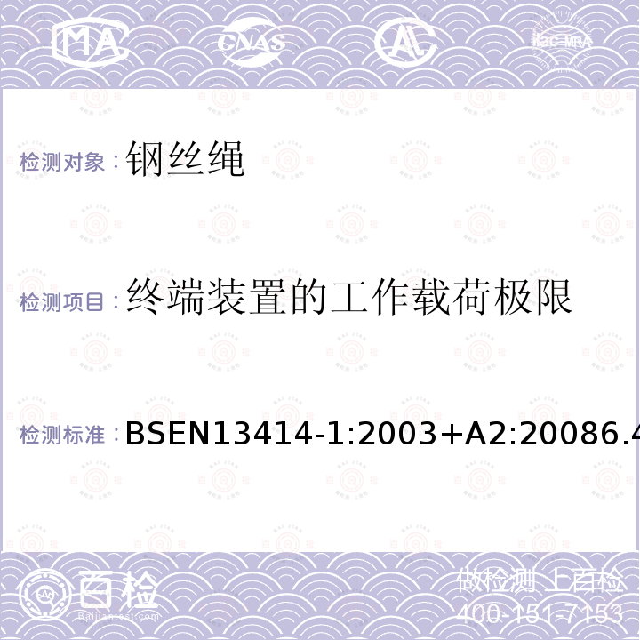 终端装置的工作载荷极限 钢丝绳吊索-安全-第4部分一般提升用吊索