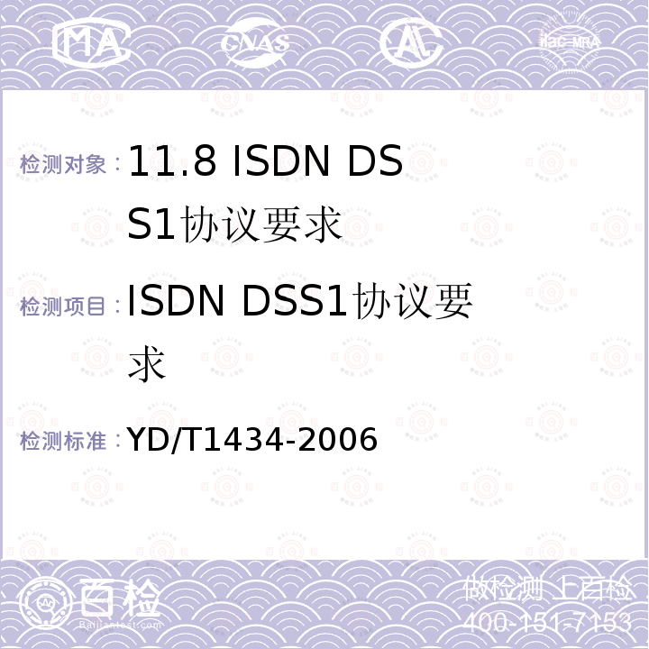 ISDN DSS1协议要求 YD/T 1434-2006 软交换设备总体技术要求