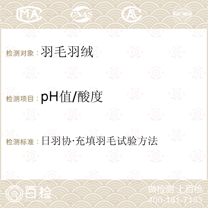 pH值/酸度 日羽协·充填羽毛试验方法