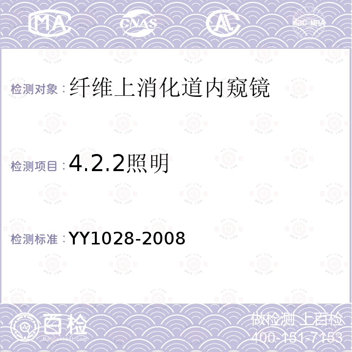 4.2.2照明 YY/T 1028-2008 【强改推】纤维上消化道内窥镜