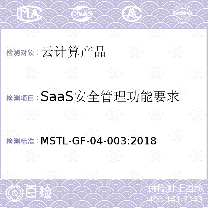 SaaS安全管理功能要求 信息安全技术 云计算产品安全技术规范