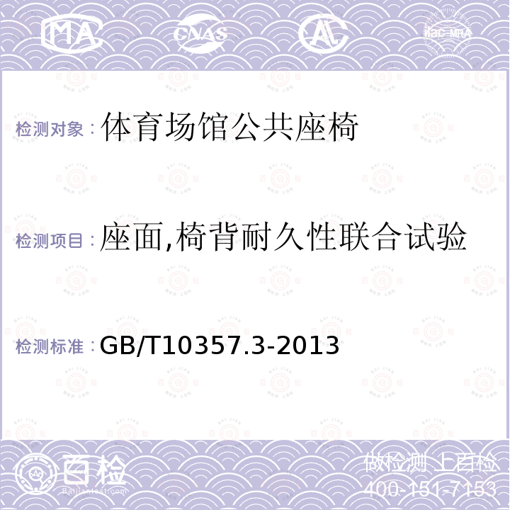 座面,椅背耐久性联合试验 家具力学性能试验第3部分：椅凳类强度和耐久性