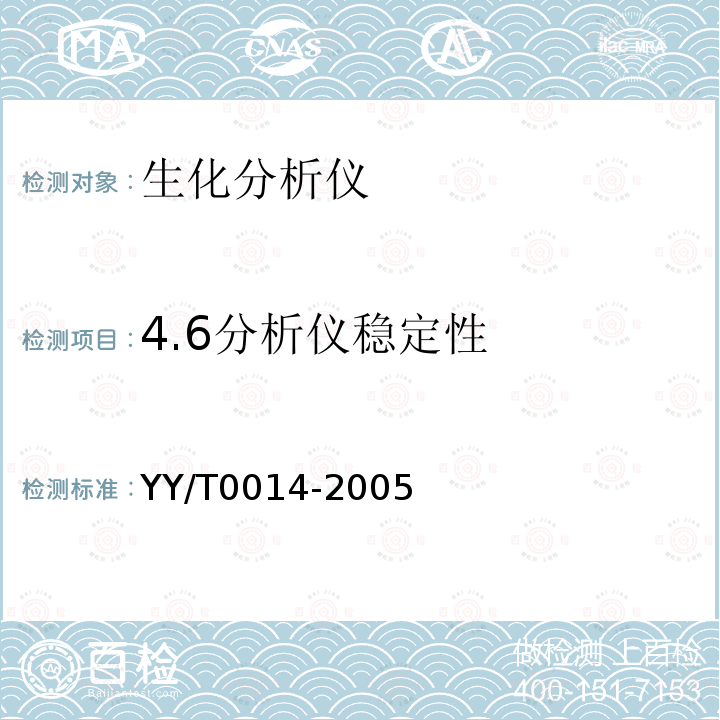 4.6分析仪稳定性 YY/T 0014-2005 半自动生化分析仪