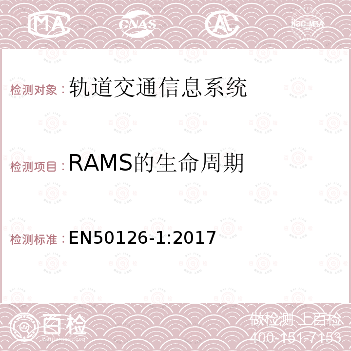 RAMS的生命周期 轨道交通 可靠性、可用性、可维修性和安全性规范及示例(RAMS)