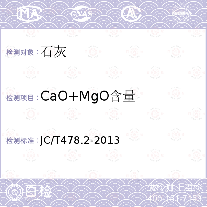 CaO+MgO含量 建筑石灰试验方法 第2部分：化学分析方法