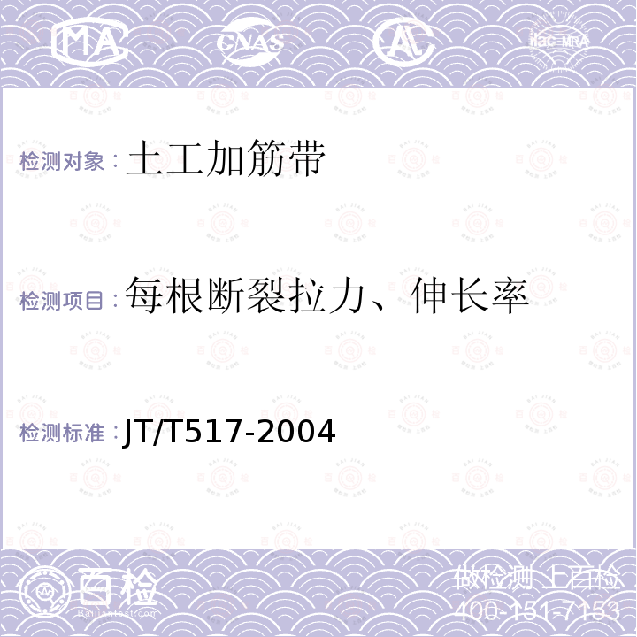 每根断裂拉力、伸长率 JT/T 517-2004 公路工程土工合成材料 土工加筋带