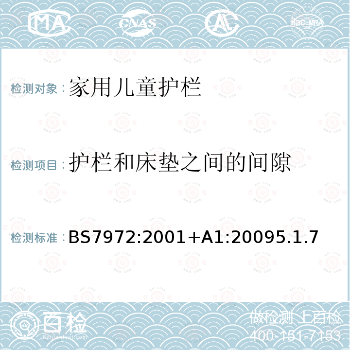 护栏和床垫之间的间隙 BS EN 1930-2011 儿童用和护理用品 安全护栏 安全要求和试验方法