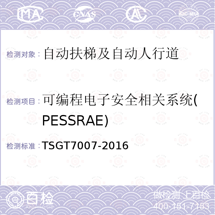 可编程电子安全相关系统(PESSRAE) TSG T7007-2016 电梯型式试验规则(附2019年第1号修改单)