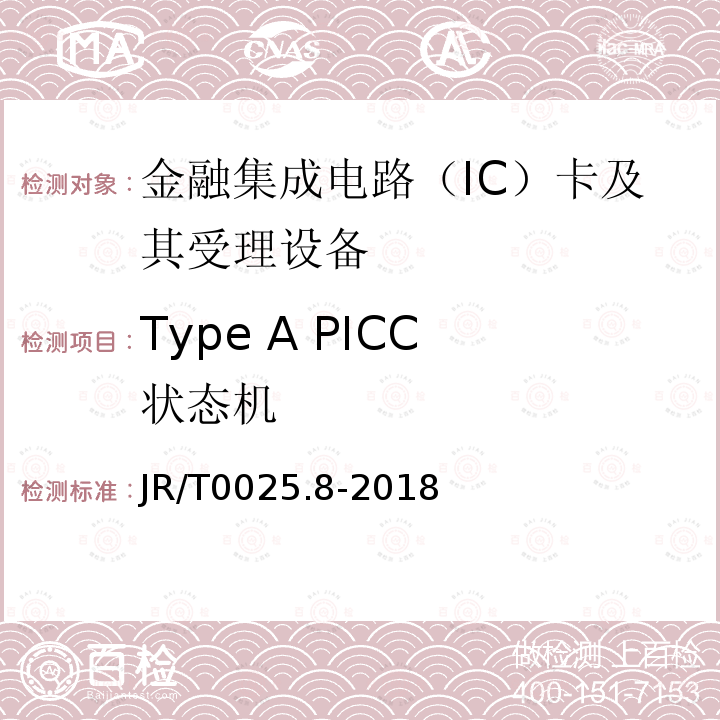 Type A PICC 狀態機 中國金融集成電路（IC）卡規范 第8部分：與應用無關的非接觸式規范 附錄A.5