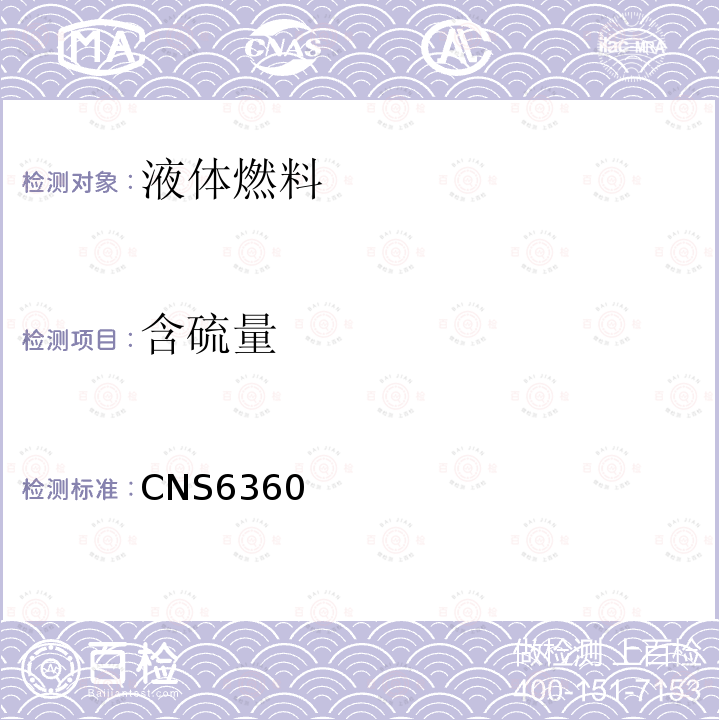含硫量 CNS6360 石油产品硫分测定法