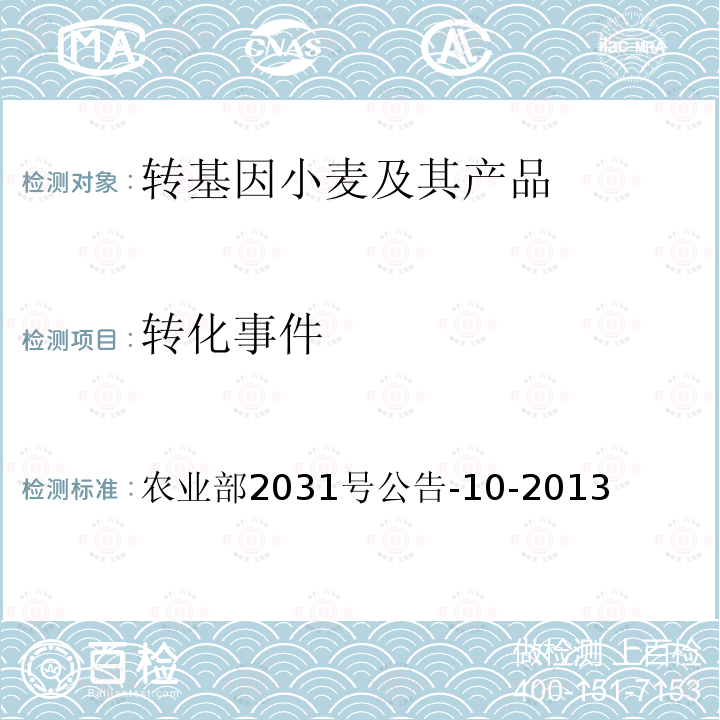 轉化事件 轉基因植物及其產品成分檢測普通小麥內標準基因定性PCR方法