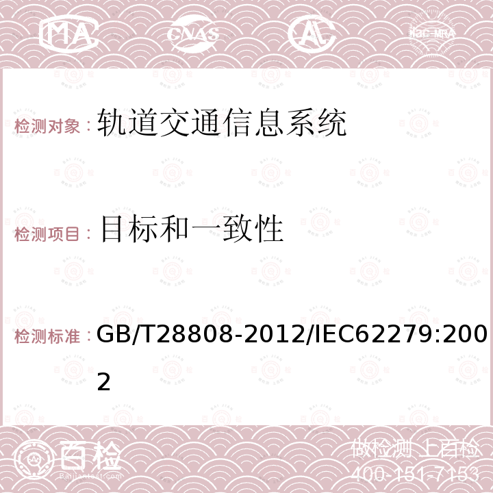 目标和一致性 轨道交通通信、信号和处理系统控制和防护系统软件