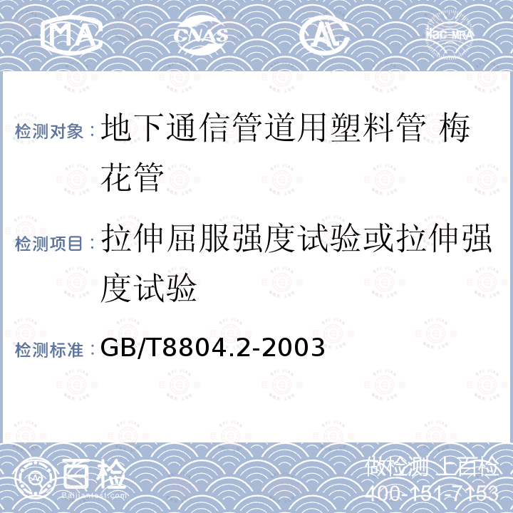 拉伸屈服强度试验或拉伸强度试验 热塑性塑料管材 拉伸性能测定 第2部分:硬聚氯乙烯(PVC-U)、氯化聚氯乙烯（PVC-U）和高抗冲聚氯乙烯（PVC-HI）管材