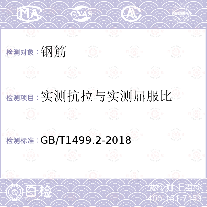 实测抗拉与实测屈服比 钢筋混凝土用钢 第2部分：热轧带肋钢筋 第8.2条