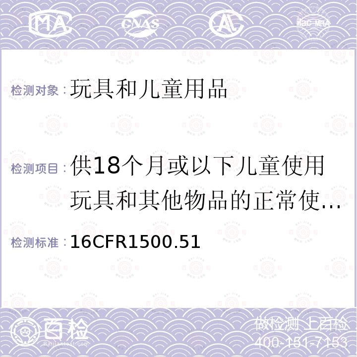 供18个月或以下儿童使用玩具和其他物品的正常使用和滥用试验 玩具或其它供儿童使用的物品的模拟使用和滥用的试验