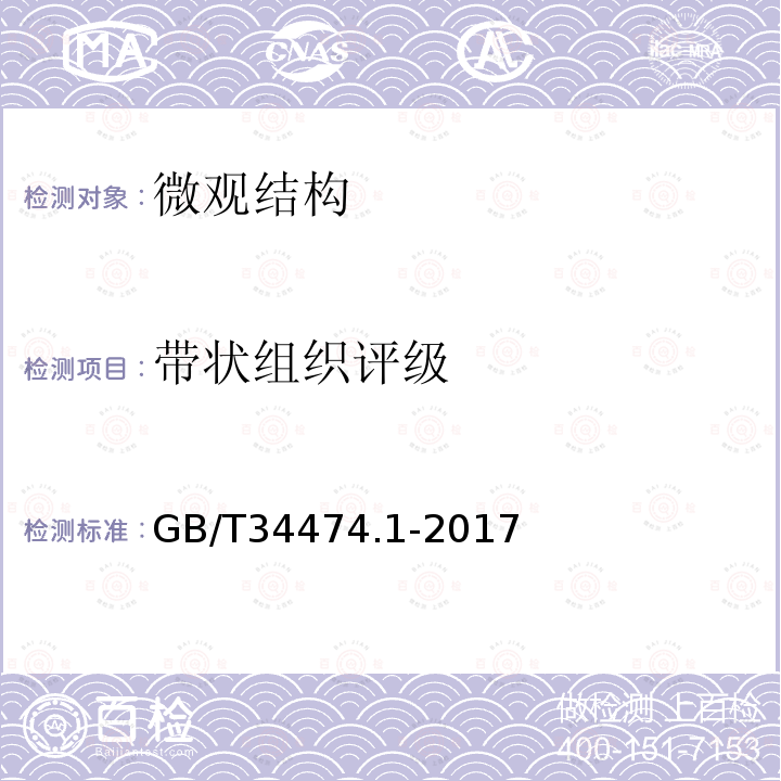 带状组织评级 GB/T 34474.1-2017 钢中带状组织的评定 第1部分：标准评级图法