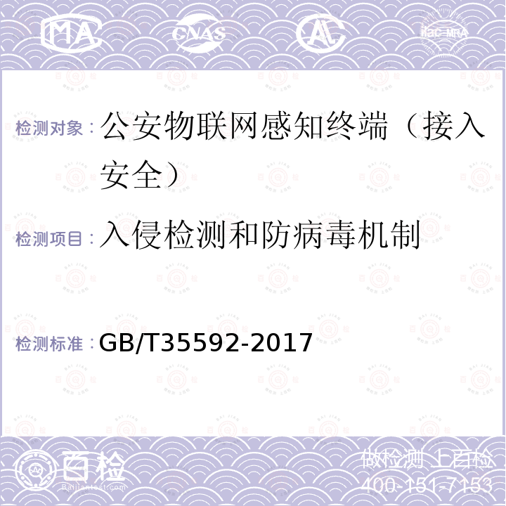 入侵检测和防病毒机制 GB/T 35592-2017 公安物联网感知终端接入安全技术要求