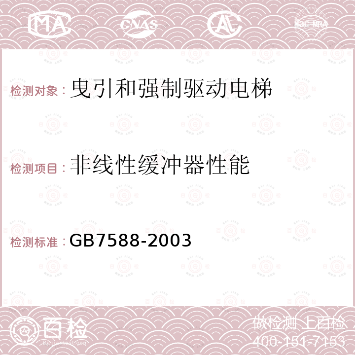 非線性緩沖器性能 電梯制造與安裝安全規范