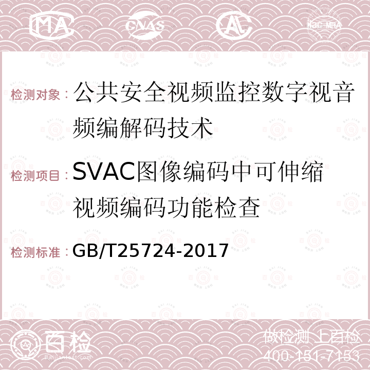 SVAC图像编码中可伸缩视频编码功能检查 GB/T 25724-2017 公共安全视频监控数字视音频编解码技术要求