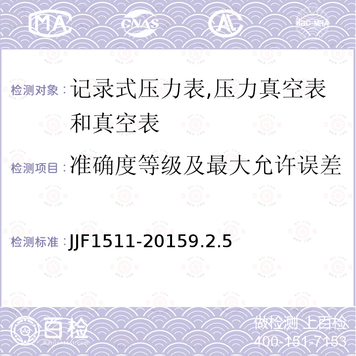 准确度等级及最大允许误差 记录式压力表、压力真空表及真空表型式评价大纲