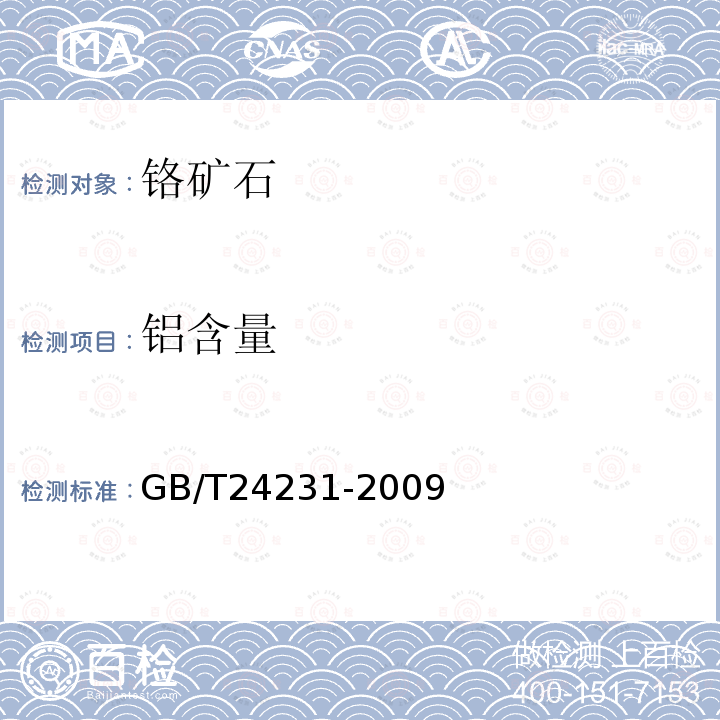 鋁含量 鉻礦石 鎂、鋁、硅、鈣、鈦、釩、鉻、錳、鐵和鎳含量的測定 波長色散X射線熒光光譜法