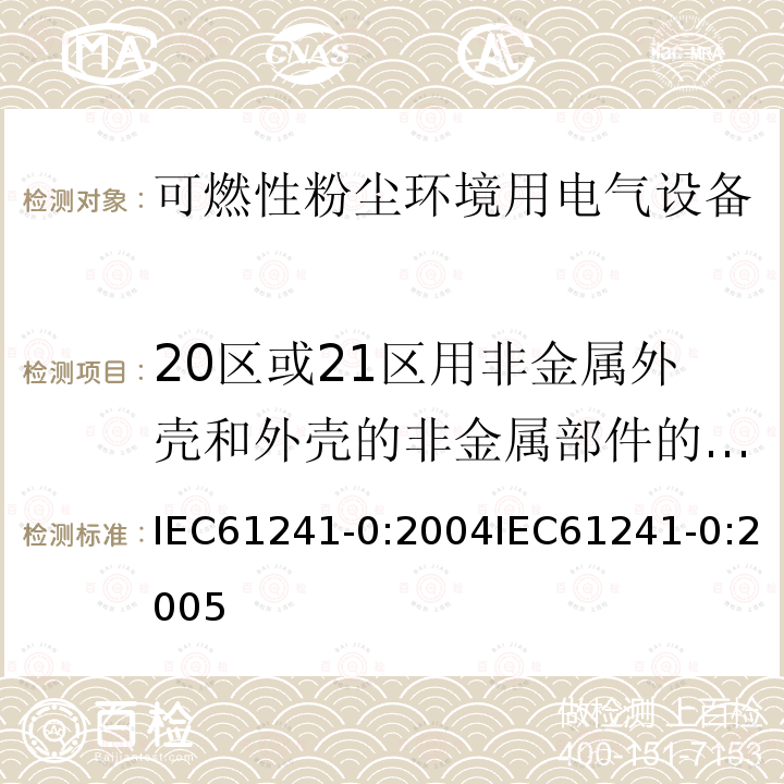 20区或21区用非金属外壳和外壳的非金属部件的试验-表面电阻试验 可燃性粉尘环境用电气设备 第0部分:通用要求