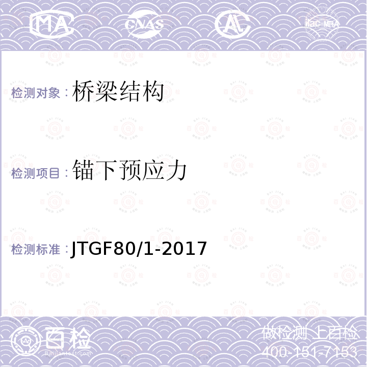 锚下预应力 JTG F80/1-2017 公路工程质量检验评定标准 第一册 土建工程（附条文说明）