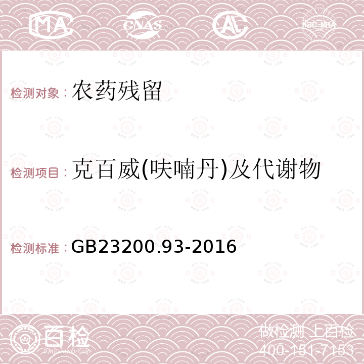 克百威(呋喃丹)及代谢物 食品安全国家标准 食品中有机磷农药残留量的测定气相色谱-质谱法