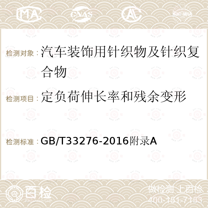 定负荷伸长率和残余变形 汽车装饰用针织物及针织复合物