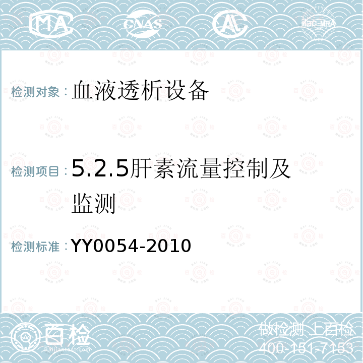 5.2.5肝素流量控制及监测 血液透析设备