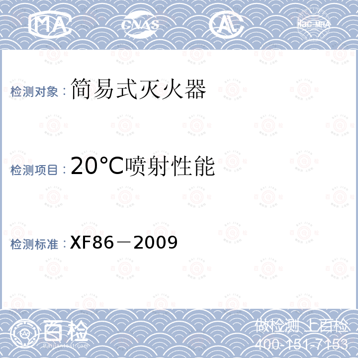 20℃喷射性能 简易式灭火器