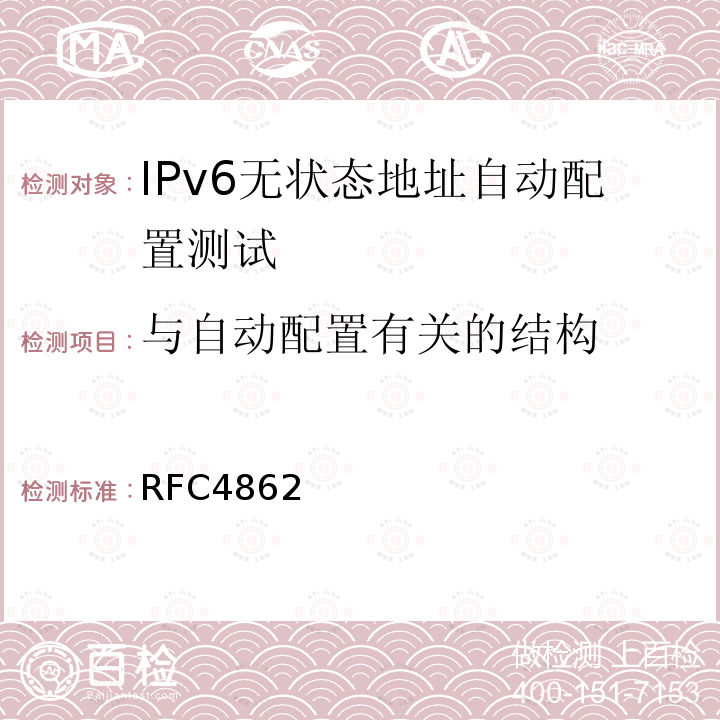 与自动配置有关的结构 RFC 4862 RFC4862 IPv6 Stateless Address Autoconfiguration