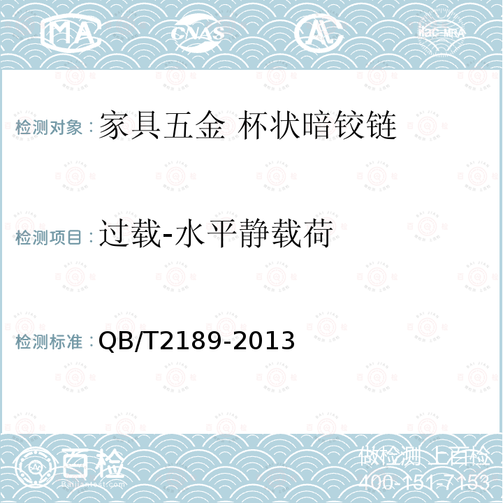 過載-水平靜載荷 家具五金 杯狀暗鉸鏈