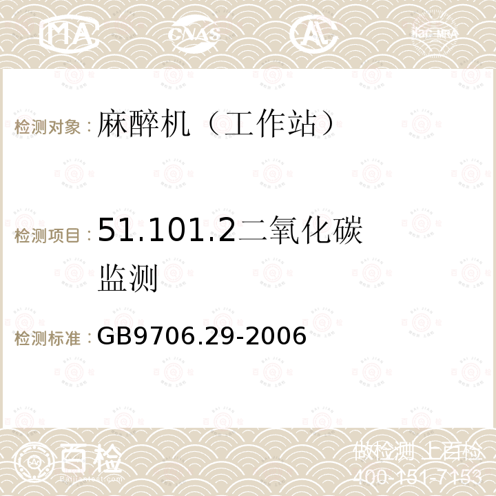 51.101.2二氧化碳监测 GB 9706.29-2006 医用电气设备 第2部分:麻醉系统的安全和基本性能专用要求