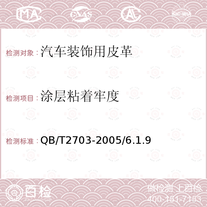 涂層粘著牢度 汽車裝飾用皮革