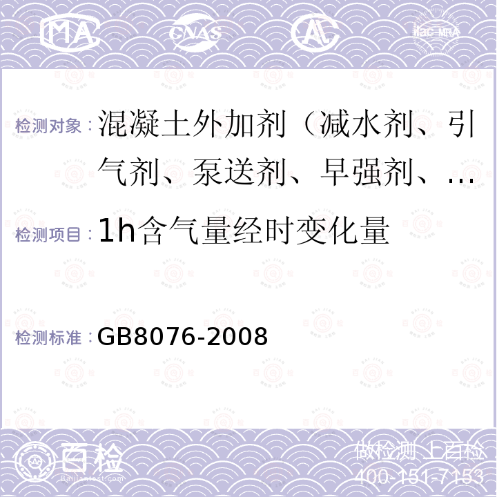 1h含气量经时变化量 混凝土外加剂 6.5.4.2