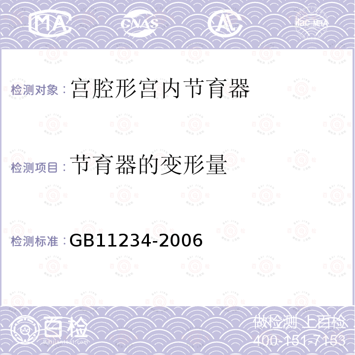 节育器的变形量 GB 11234-2006 宫腔形宫内节育器