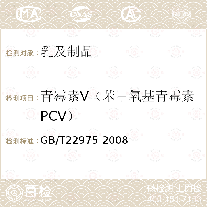 青霉素V（苯甲氧基青霉素PCV） 牛奶和奶粉中阿莫西林、氨苄西林、哌拉西林、青霉素G、青霉素V、苯唑西林、氯唑西林、萘夫西林和双氯西林残留量的测定 液相色谱-串联质谱法