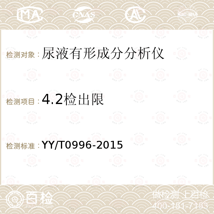 4.2检出限 YY/T 0996-2015 尿液有形成分分析仪(数字成像自动识别)